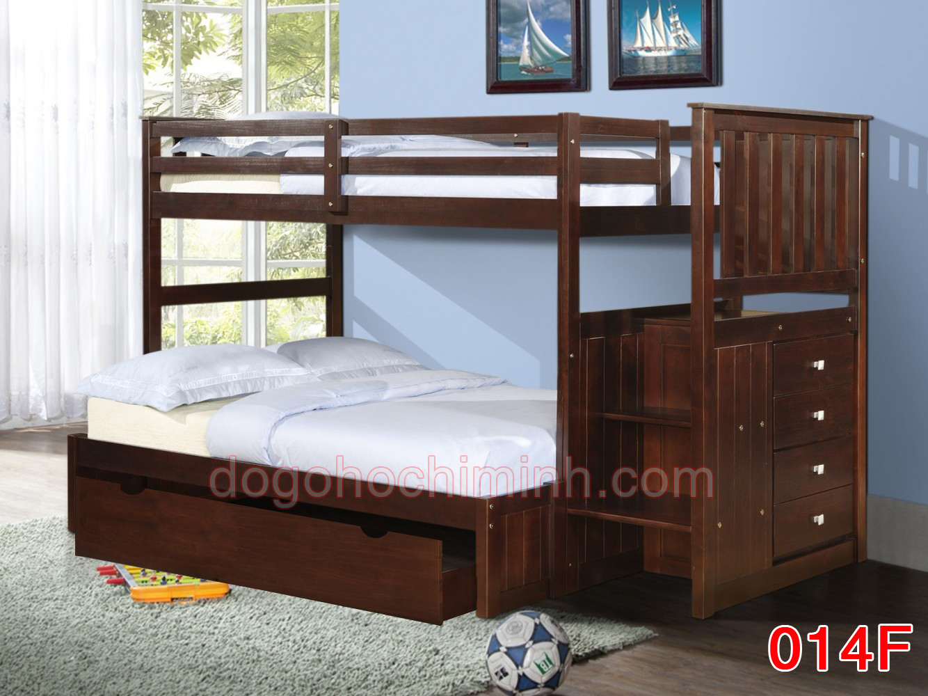 Giường tầng trẻ em bằng gỗ K.Bed 014F