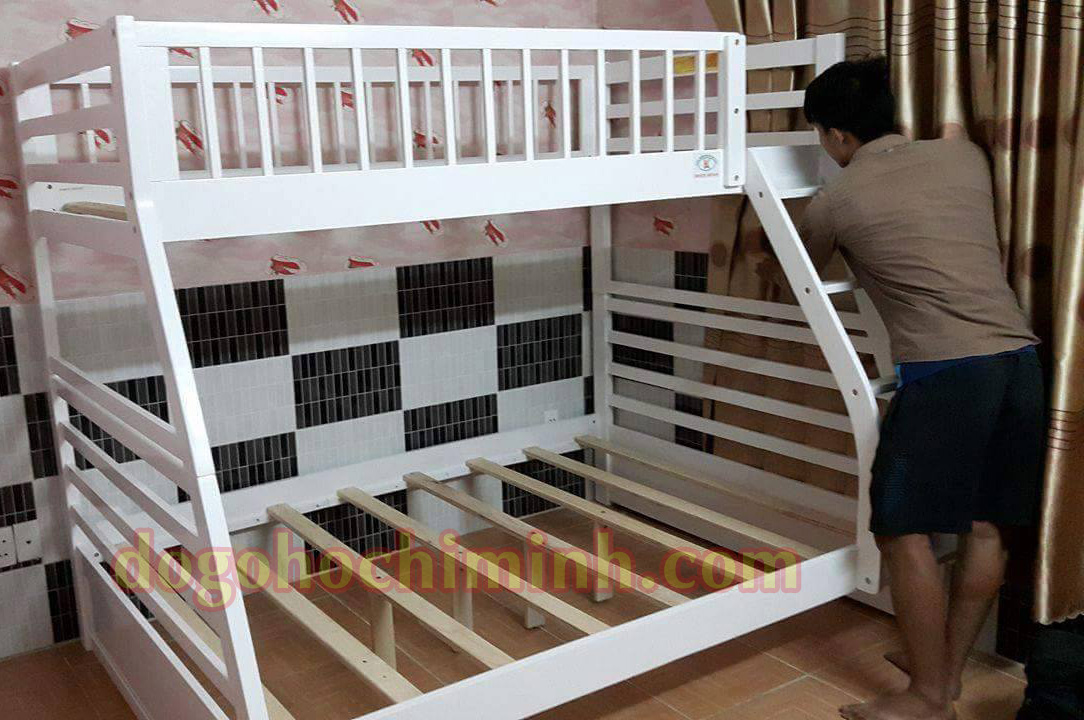 Giường tầng trẻ em bằng gỗ có ngăn kéo K.Bed 029