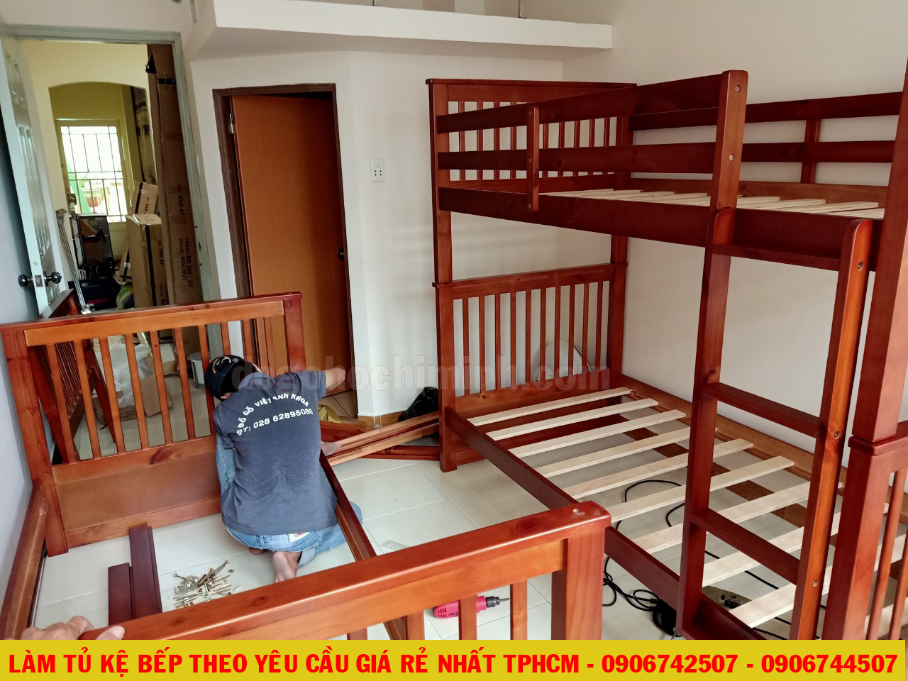 Thi công giường 2 tầng nhà trọ sinh viên tại N Sơn Gò Vấp - TPHCM 2020