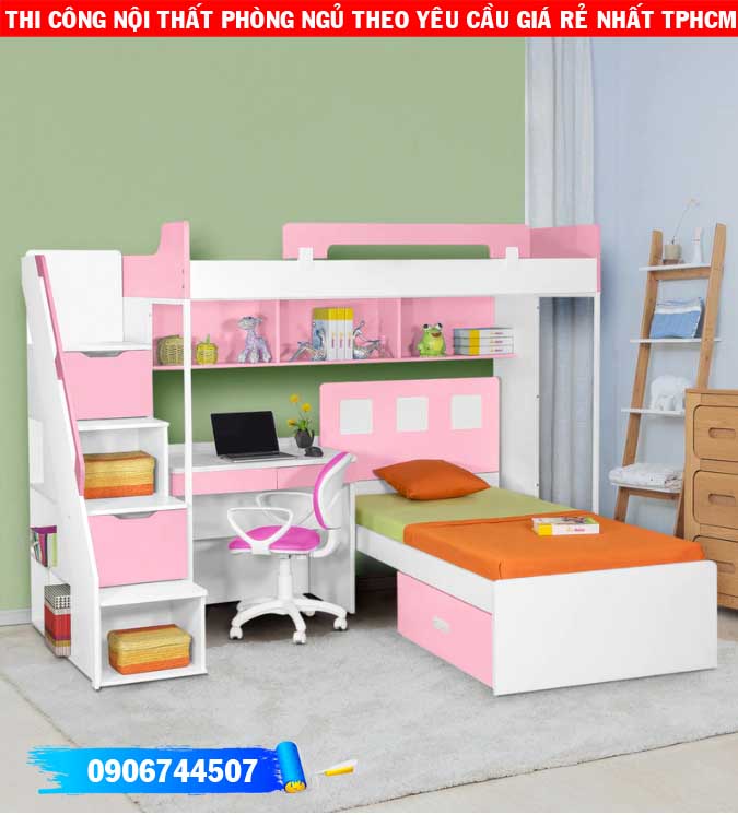 Thiết kế phòng ngủ và góc học tập siêu dễ thương cho bé tại TPHCM P3