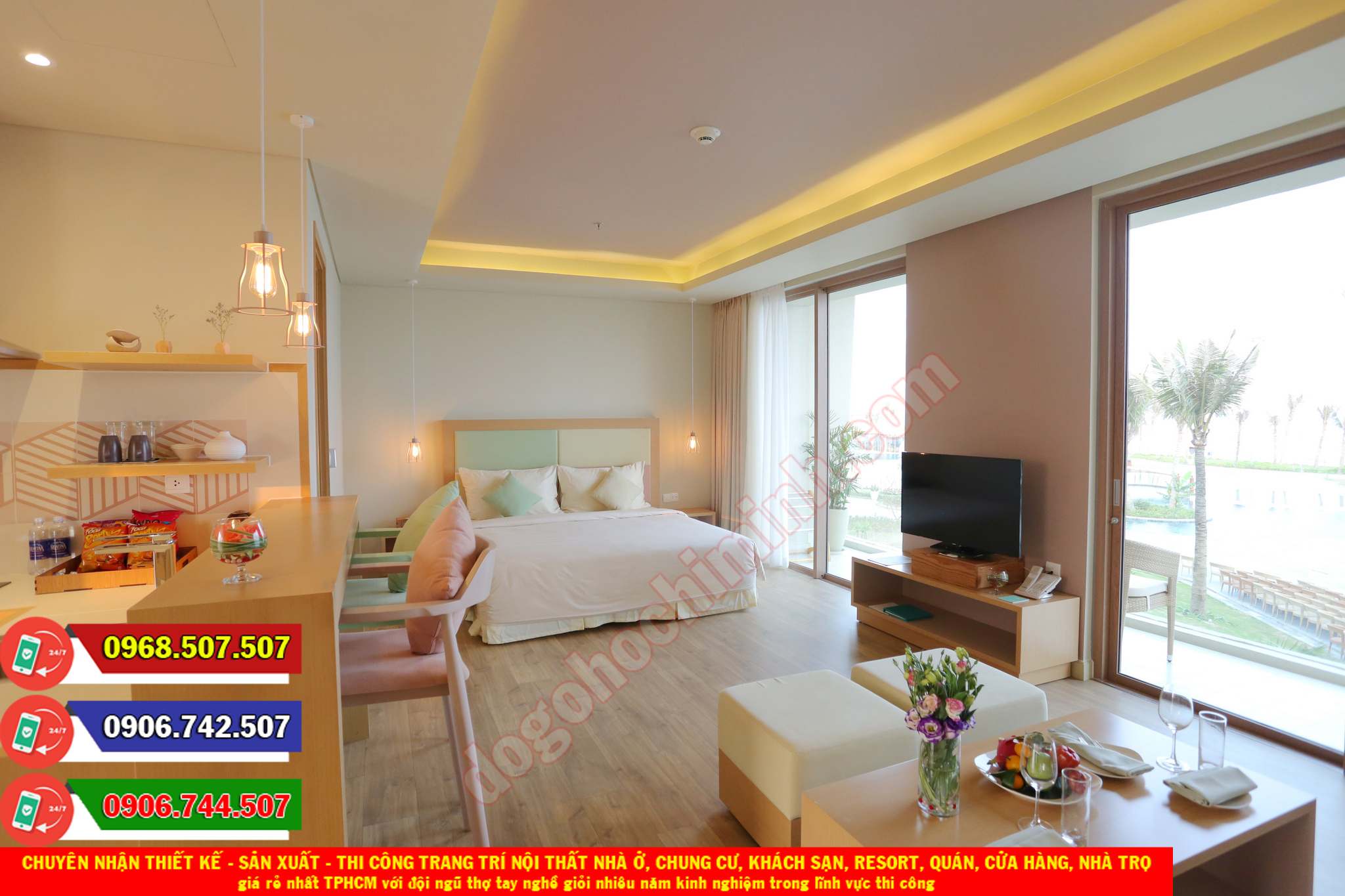 Thi công đồ gỗ nội thất khách sạn resort giá rẻ nhất Bình Thuận TPHCM