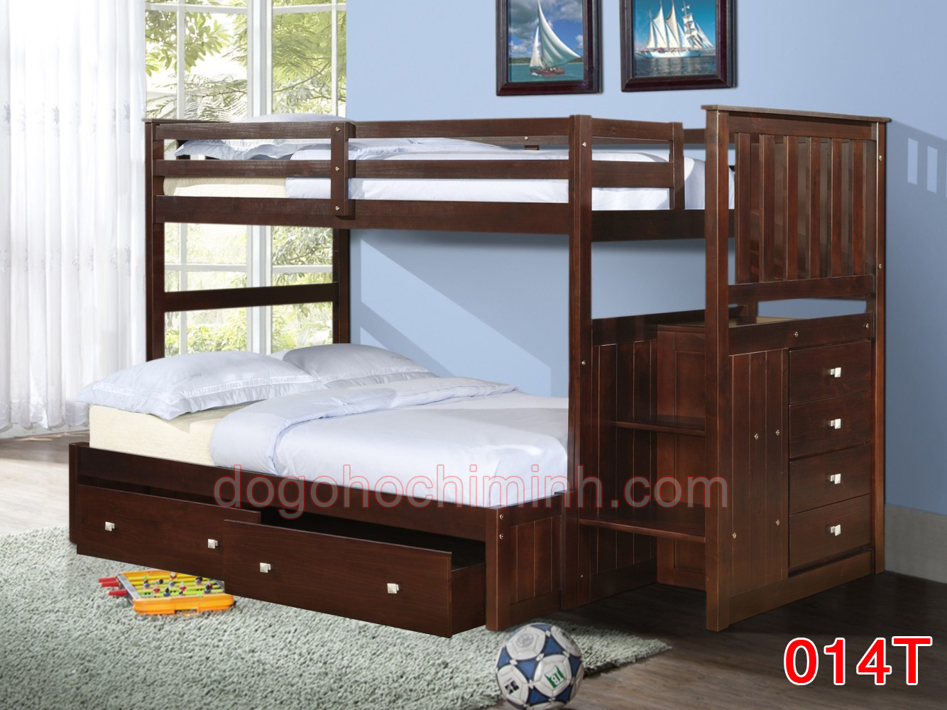 Giường tầng trẻ em bằng gỗ K.Bed 014T