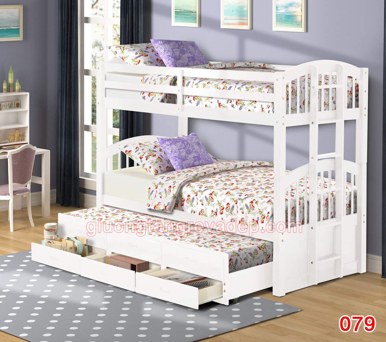 Giường tầng trẻ em bằng gỗ K.Bed 079