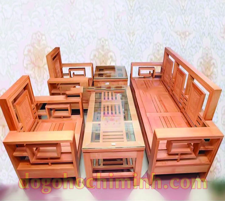 bàn ăn giá rẻ nhất tại tphcm - bàn ghế sofa gỗ xoan đào - sồi - VAK-SF 407