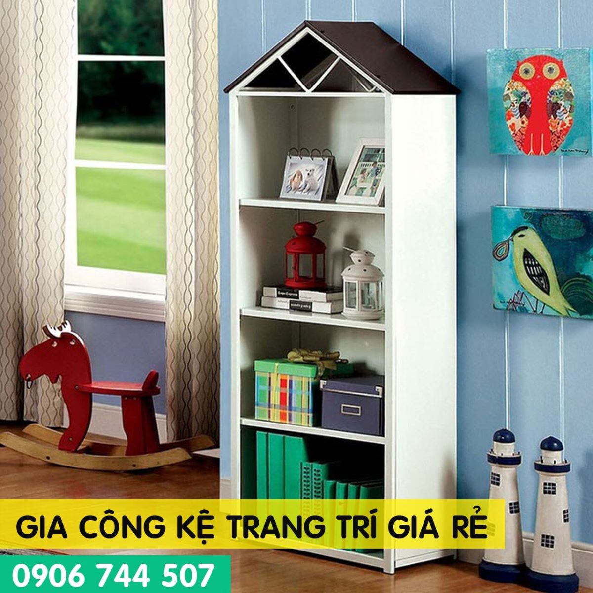 Gia công nội thất kệ sách trang trí đa năng giá rẻ nhất TPHCM