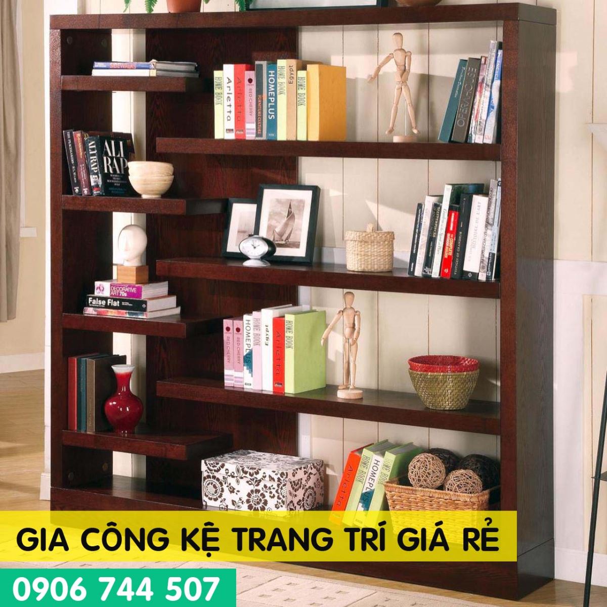 Gia công nội thất kệ sách trang trí đa năng giá rẻ nhất TPHCM