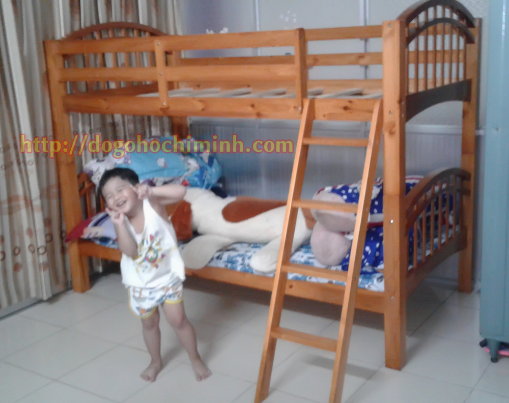 Giường tầng trẻ em sản xuất từ gỗ thông nhập khẩu 025