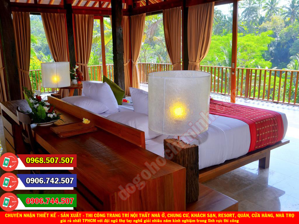 Thi công đồ gỗ nội thất khách sạn resort giá rẻ nhất Bình An TPHCM