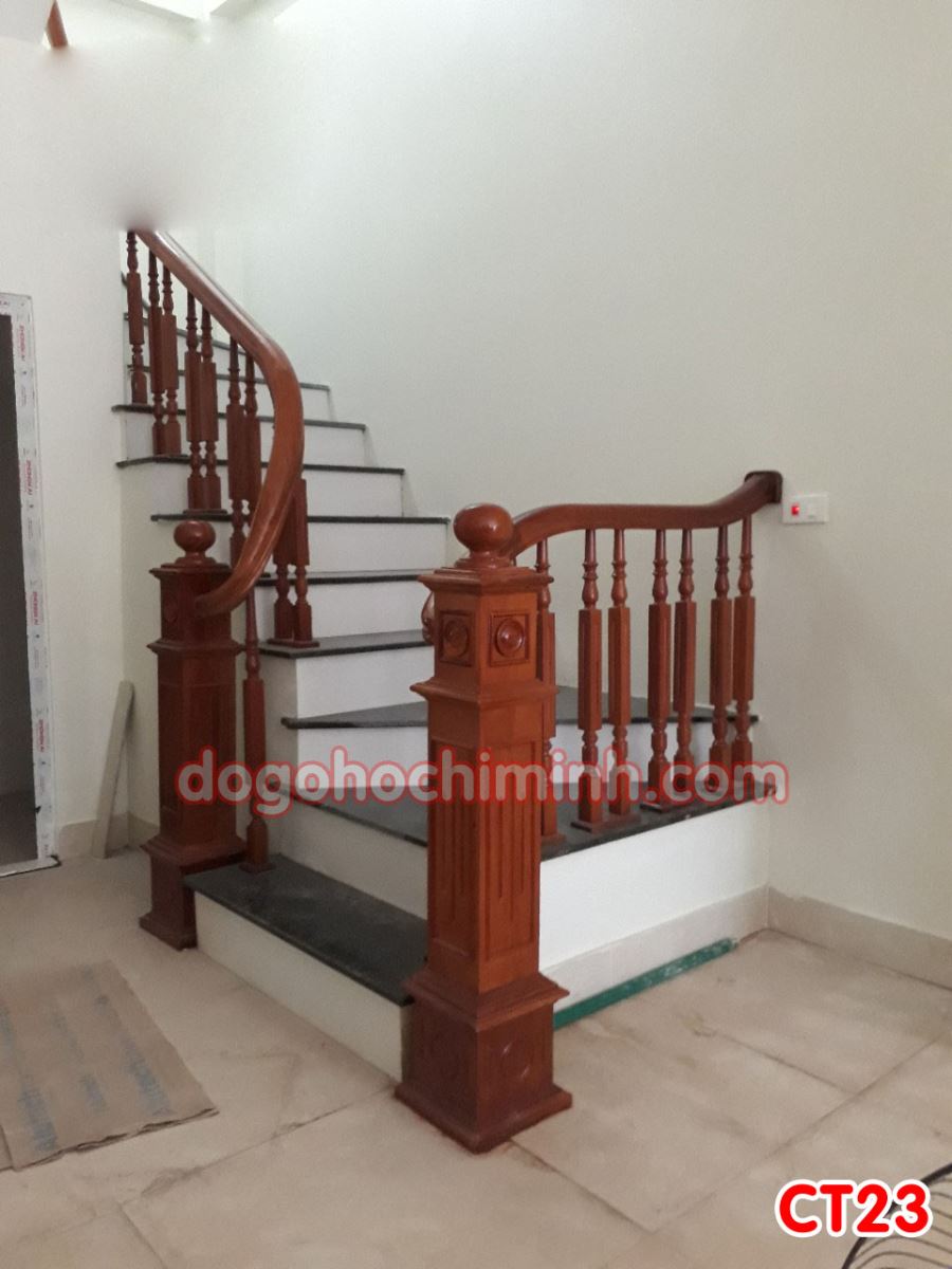 Cầu thang gỗ đẹp giá rẻ CT23