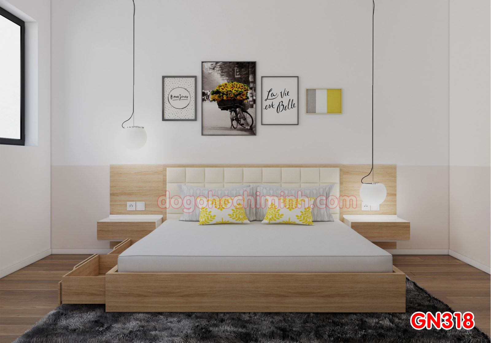 Giường ngủ gỗ đẹp cao cấp giá rẻ GN385