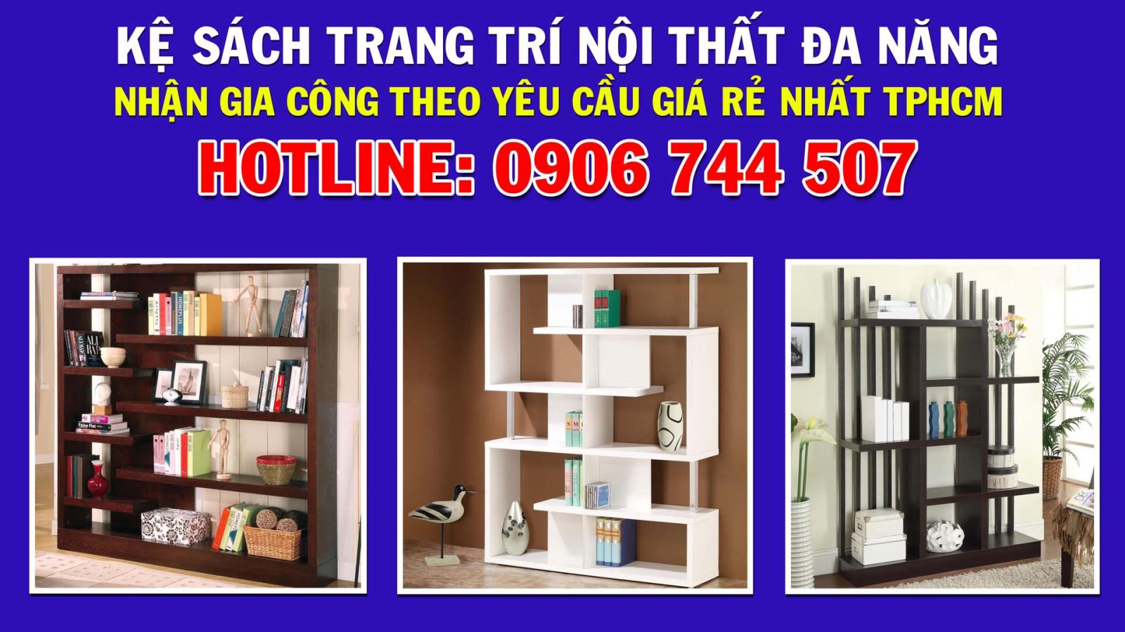 Gia công nội thất kệ sách trang trí đa năng giá rẻ nhất TPHCM