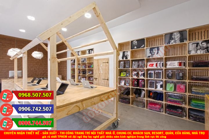 Thi công đồ gỗ nội thất cửa hàng giá rẻ nhất Đa Kao TPHCM