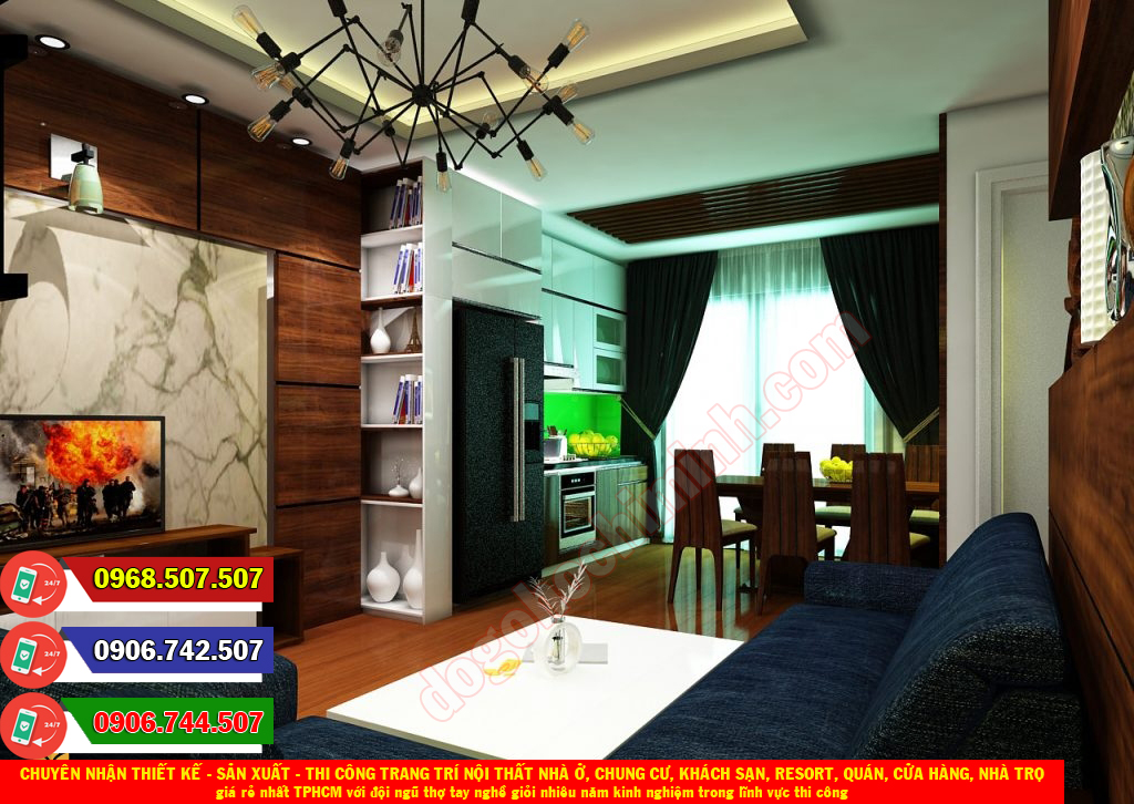 Thi công đồ gỗ nội thất chung cư giá rẻ nhất Quận Phú Nhuận TPHCM