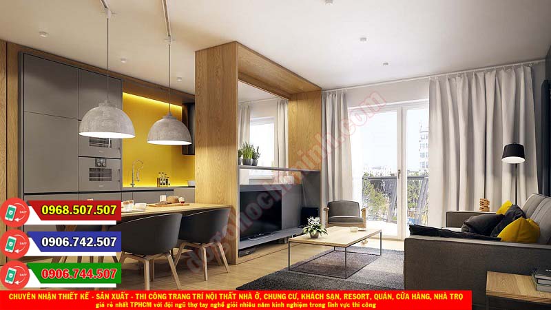 Thi công đồ gỗ nội thất chung cư giá rẻ nhất Phú Hữu TPHCM