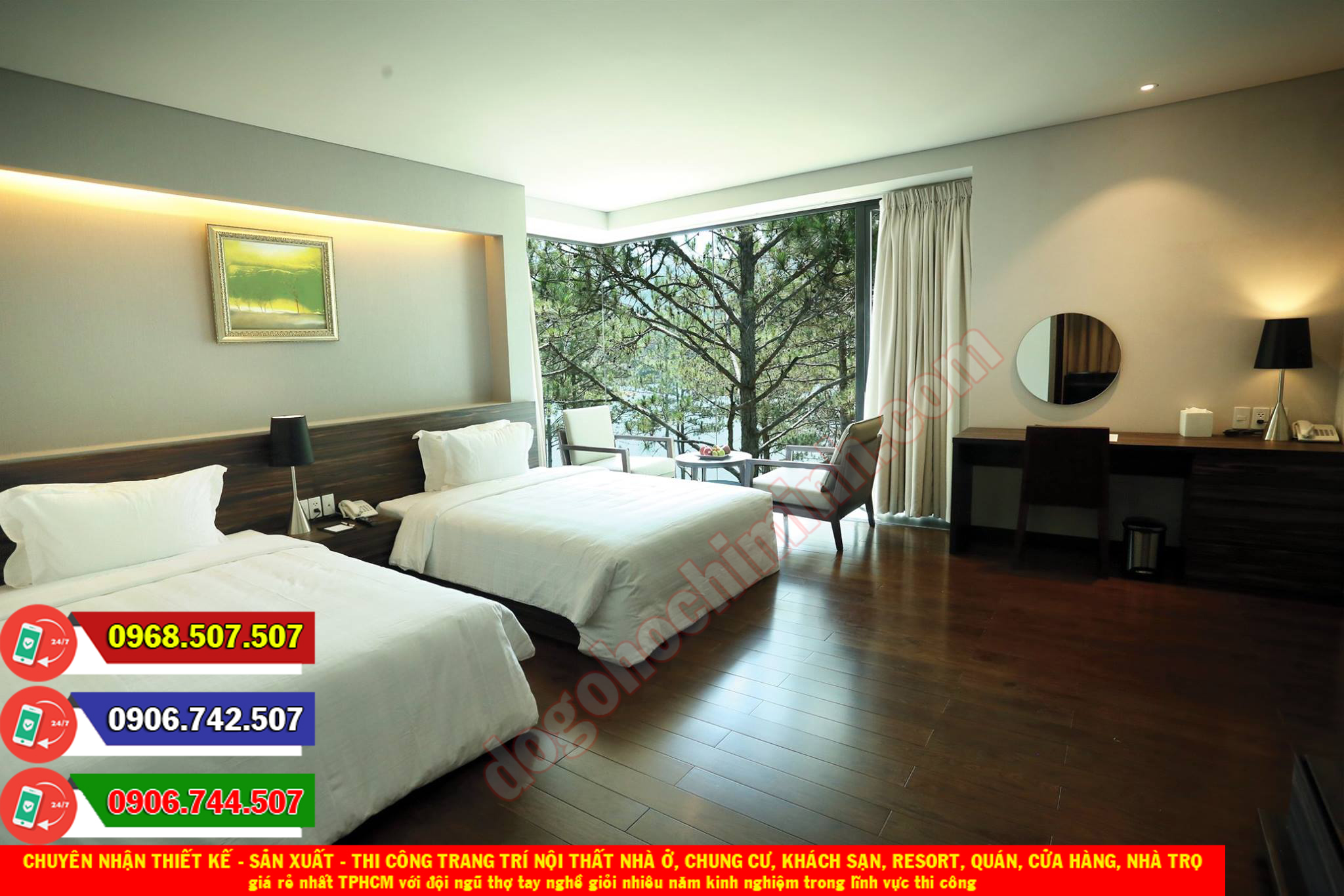 Thi công đồ gỗ nội thất khách sạn resort giá rẻ nhất Phú Hữu TPHCM