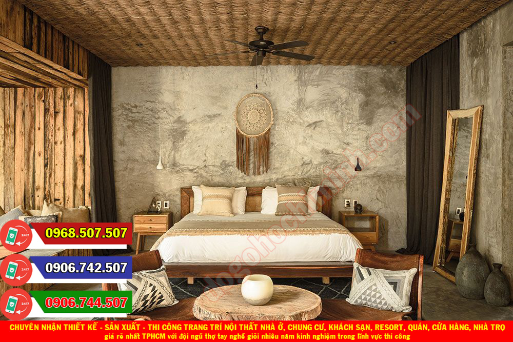 Thi công đồ gỗ nội thất khách sạn resort giá rẻ nhất Bình Phú TPHCM