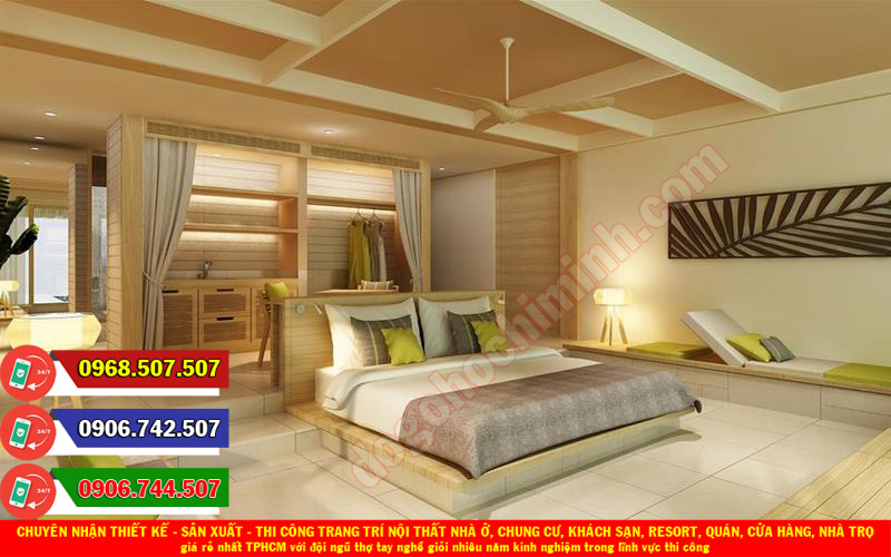 Thi công đồ gỗ nội thất khách sạn resort giá rẻ nhất Thủ Thiêm TPHCM