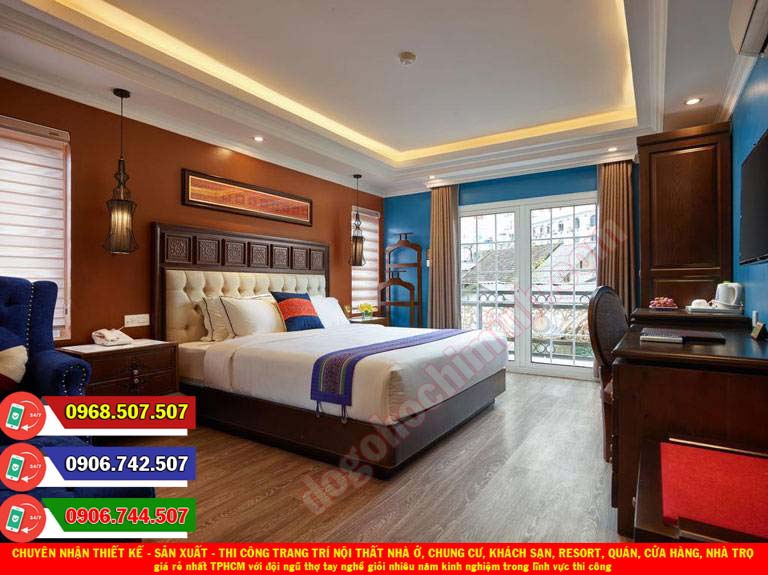 Thi công đồ gỗ nội thất khách sạn resort giá rẻ nhất Hòa Phú TPHCM