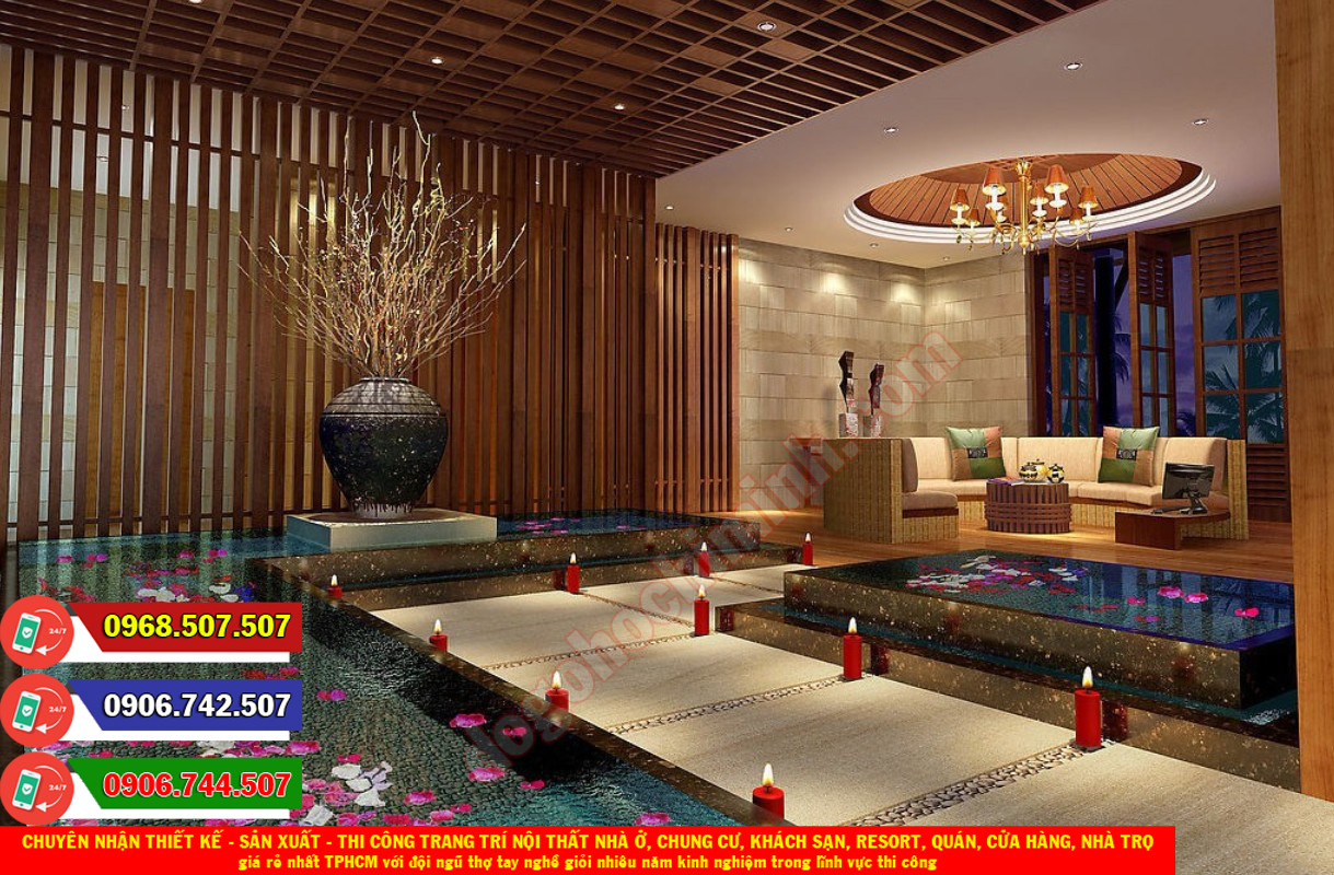 Thi công đồ gỗ nội thất khách sạn resort giá rẻ nhất Linh Tây TPHCM