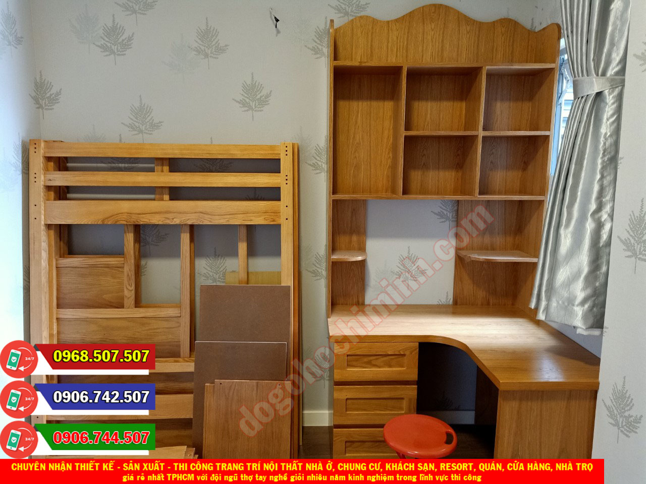 Thi công nội thất gỗ sồi giá rẻ tại nhà chị Hoàng Quận Thủ Đức TPHCM
