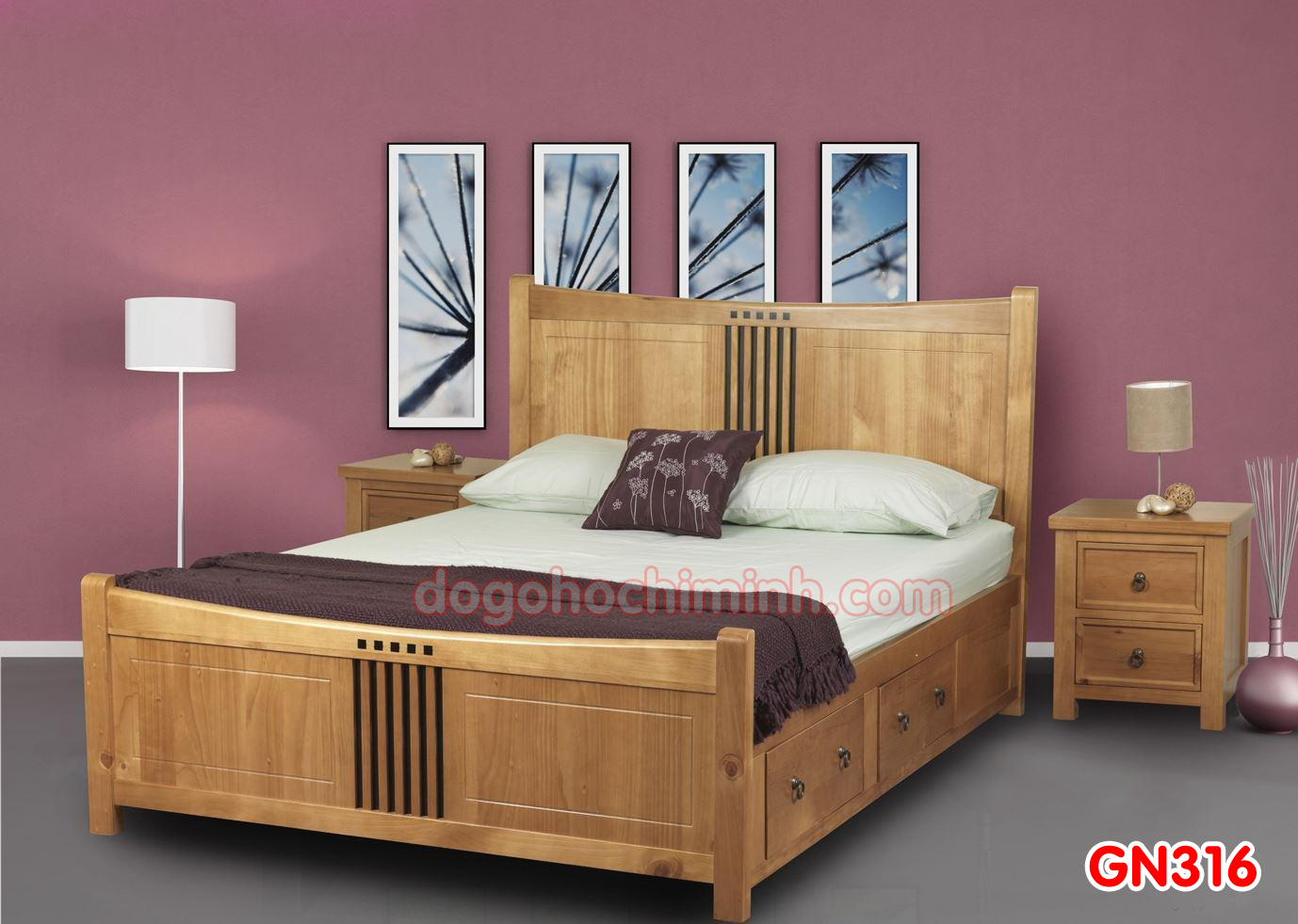 Giường ngủ gỗ đẹp cao cấp giá rẻ GN316